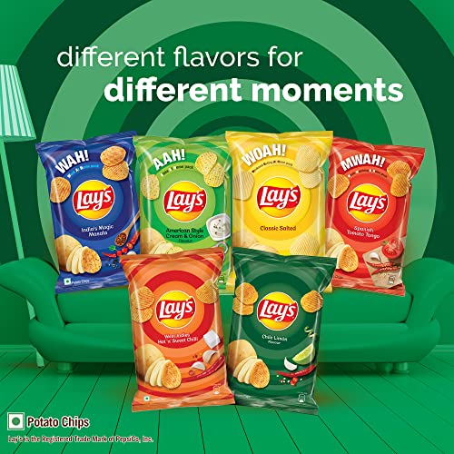 Image of Lay's Potato Chips , Chile Limon Flavour, Crunchy Chips & Snacks 52. 9 g [40 gram + 8 g extra ]+ 4.9 g ] /48gm /52gm /52.9gm (Weight May Vary