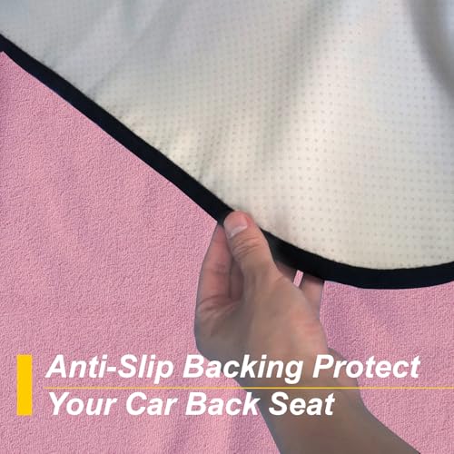 Image of Back Seat Cover for Car Trucks Van SUV Jeep,Waterproof Rear Bench Towel Seat Covers for Dogs and Kids,Automotive Backseat Protector (Pink)