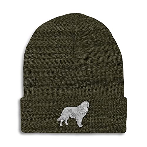 Speedy Pros Beanies for Men Great Pyrenees Embroidery Dogs Breed Winter Hats for Women Acrylic Skull Cap 1 Size Heather Olive Green Design Only