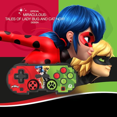 Image of Hyperkin - Limited Edition Pixel Art - Miraculous Edition (Bug & Cat) - Bluetooth Controller - Officially Licensed - For Nintendo switch 2 /switch /OLED, PC, Mac, Android, Apple iOS, Steam, Tesla