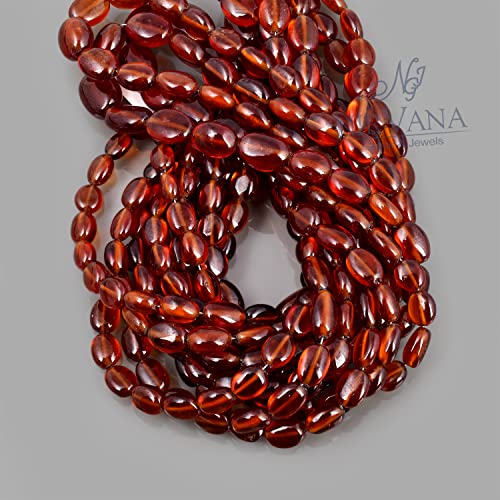 Perle de grenat Hessonite véritable 39cm pour collier de prestige