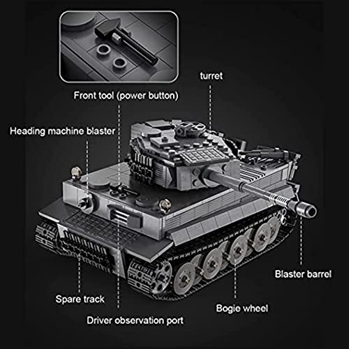 RC Panzer Modellbausätze 2,4 GHz RC World War II Classic Tiger Panzer Modell Set, 925 Stück Bausteine kompatibel mit… – Bild 4