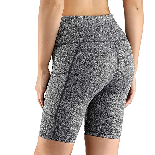 Q&M High Waist Yoga Shorts Tummy Control Athletic Shorts Workout Running Yoga Shorts Stretch,S
