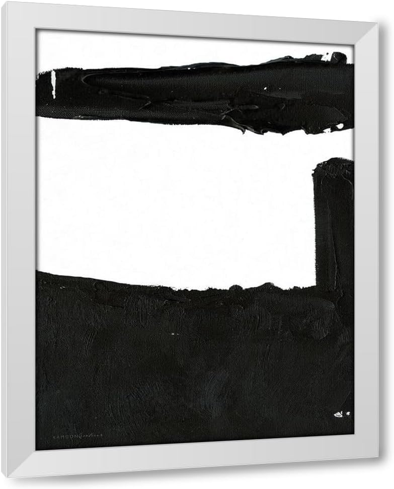 ArtDirect Black And White Abstract 5 15x18 Black Modern Wood Framed with Double Matting Museum Art Print by Kamdon Kreations