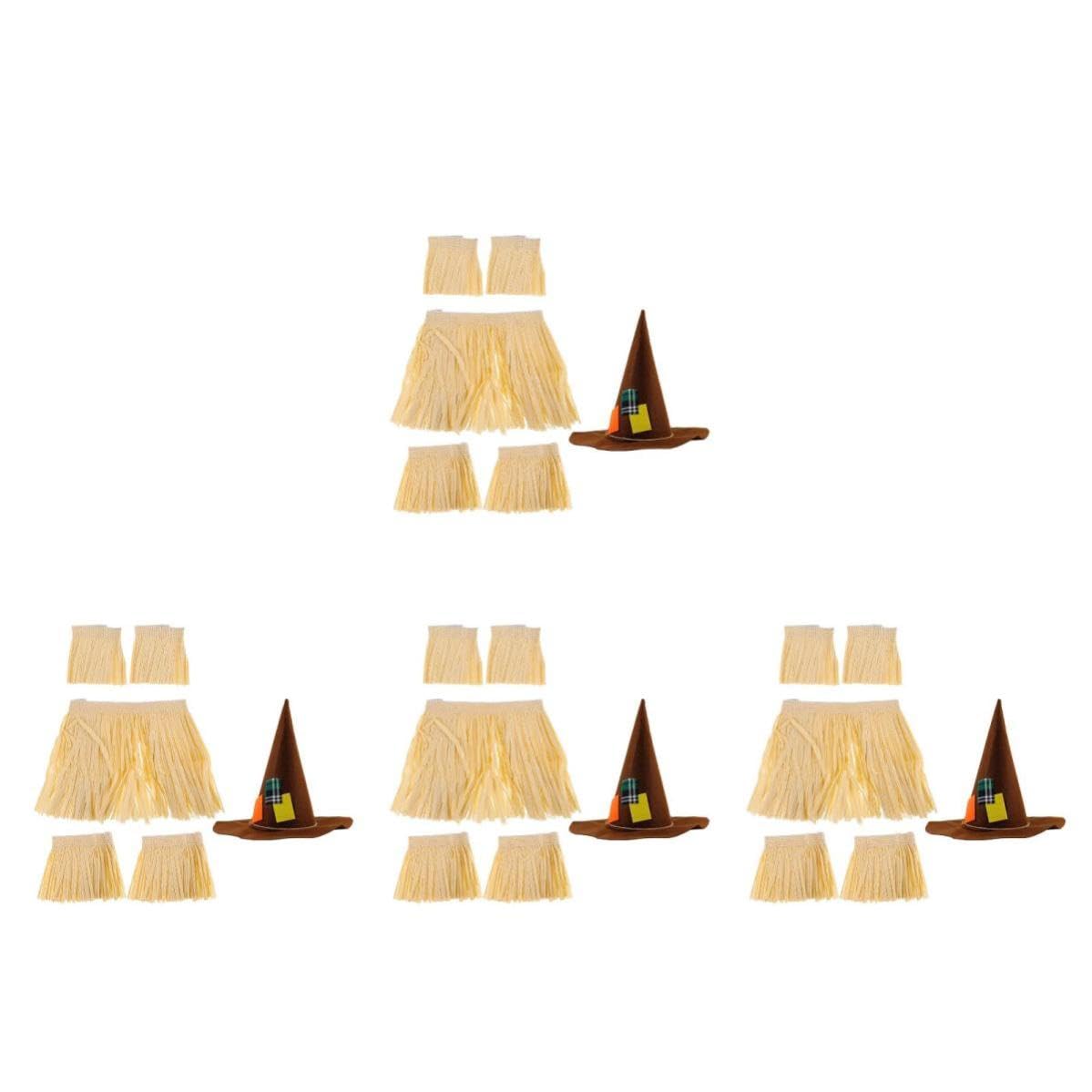 SOLUSTRE 4 Juegos Conjunto de Falda Hula de Rafia para Decoración Verano, Disfraz Hawaiano Clásico Accesorios para Fiesta Temática y Ambiente Festivo