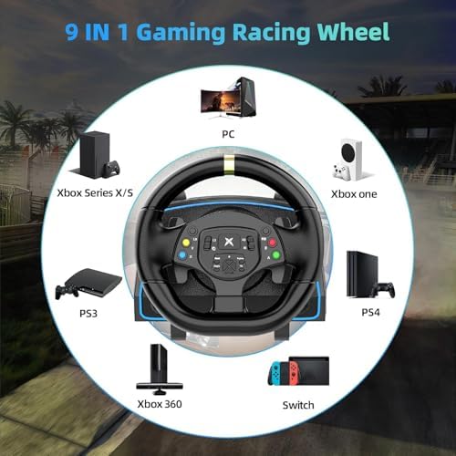 DOYO Gaming Steering Wheel with Pedals and Shifter, 1080° Racing Wheel with Paddle Shifters, Vibration Feedback, Steering Wheel for PC, PS4, Xbox One, Xbox Series X|S, PS3 and Switch - 1