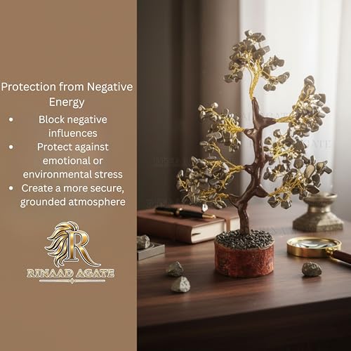 Image of Pyrite Crystal Tree with 300 Chips - 11 Inch Feng Shui Money Tree for Wealth, Prosperity & Good Luck | Golden Pyrite Gemstone Bonsai for Home Decor, Office Desk & Positive Energy Vastu Gift