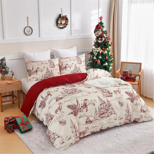 Housse de couette Noël 240x220 parure de lit king size microfibre - 7