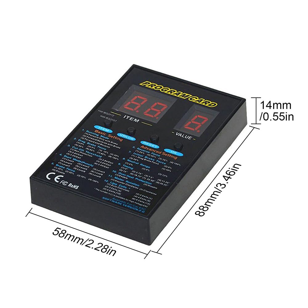 LED Program Card Box Compatible with Hobbywing Platinum V1/V2 FlyFun V5 Skywalker V2 XeRun EzRun QuicRun SeaKing Series Brushless RC Aircraft Car Boat ESC