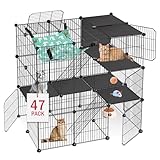 VISCOO Cat Cage, 3-Tier DIY Cat Enclosures Catio, Cat Playpen Indoor & Outdoor with Hammock, Detachable Metal Wire Kennel Cats Crate, 2x3x3 Exercise Place for 1-3 Cats/Kitten
