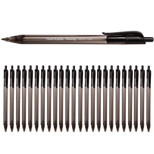 Paper Mate Kilometrico InkJoy 100RT Retractable Ballpoint Pens, 1.0mm, Medium Point, Black Ink, 24-Count