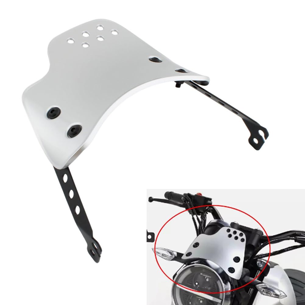 Parabrezza Anteriore Wave Argento Alluminio+Ferro Per Scrambler 800 2015-2024 (Tranne Per Cafe Racer E Modello 1100) Per Scrambler 400 2015-2024 1 Pz