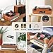 Vinyl Record Player with Speakers,3 Speed Turntable with Latest Bluetooth 5.3, Aux Input, Headphone Jack, RCA Output and Auto Stop, Mirror Vintage Wooden Brown