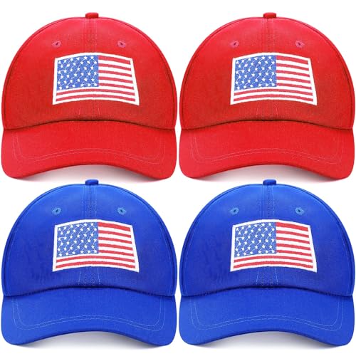 Image of Zoooyawn 4 Pcs American Flag Hats 4th of July Patriotic USA Caps for 250th Anniversary Baseball Baseball Hats for Men Women