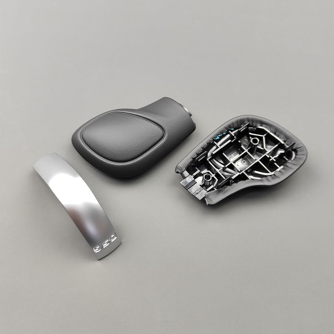 CGMIBOZ Chrome Matt with Leather Shift Knob Gear Side Cover DSG Emblem for VW for Golf 6 7 R GTI for Passat B7 B8 CC R20 for Jetta MK6 GLI(3PCS Matte)