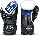 Starpro S90 handgelenksgeschützte Boxhandschuhe | Maya-Leder verstecken | Schwarz & Blau | Für professionelles Training, Sparring, Muay Thai, Kickboxen, Boxen Männer & Frauen | 8oz 10oz 12oz 14oz 16oz