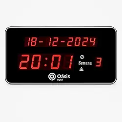 Relógio de Parede Digital LED, Display Vermelho com Data, Hora e Dia da Semana, Ideal para Academia, Galpão, Recepção e Uso Comercial