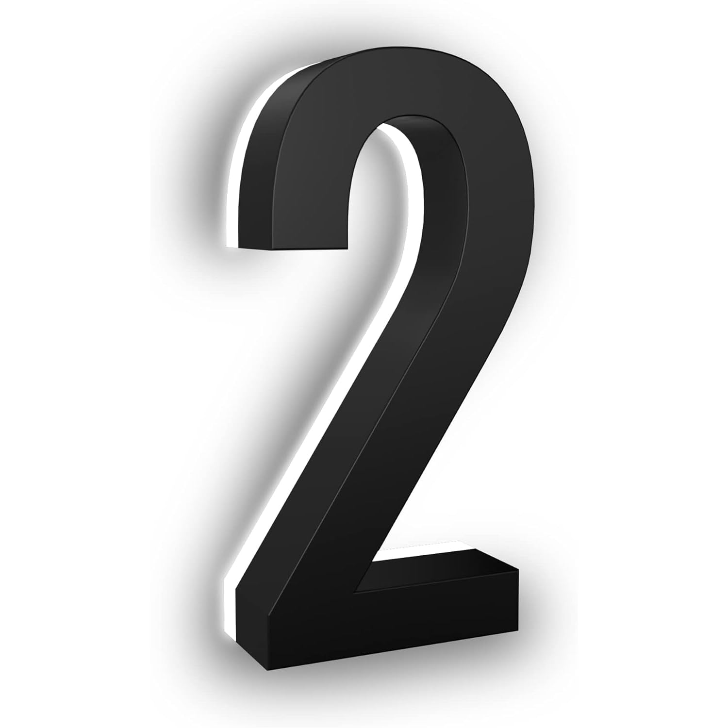 7 Inch Backlit LED House Number, 5000K White Light, ABS (2, Black)