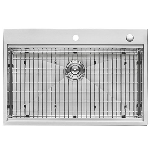 Ruvati-33-x-22-inch-Workstation-Drop-in-Topmount-Kitchen-Sink-16-Gauge-Stainless-Steel-Single-Bowl-RVH8003 Ruvati 33 x 22 inch Workstation Drop in Topmount Kitchen Sink 16 Gauge Stainless Steel Single Bowl RVH8003