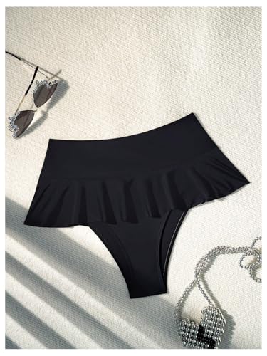 Verdusa Women's Ruffled Bikini Bottoms High Waist Beachwear Swim Briefs3