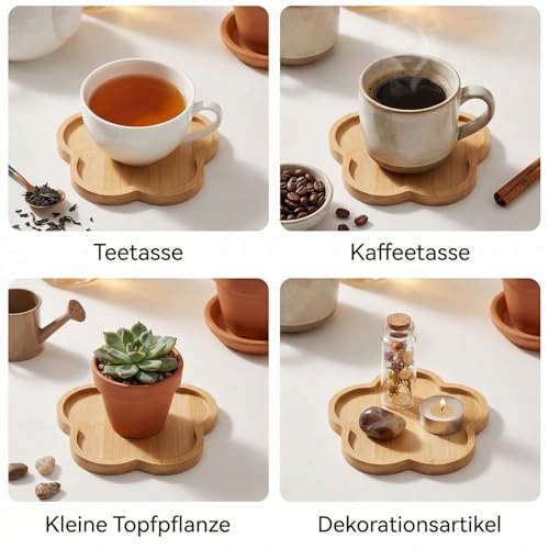 4 Stück Mosaik Bastelset Kinder，Bambus Untersetzer ，Tabletts mit Hohlem Boden Werden für Kunsthandwerk, Untersetzer, Kerzen, Wohnzimmerdekorationen(Flower Shaped)