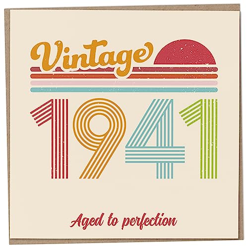 Carte d'anniversaire 82e anniversaire – Vintage 1941 Aged to Perfection, carte de vœux amusante pour homme et femme, cartes d'anniversaire pour homme, carte d'anniversaire pour sœur, carte de
