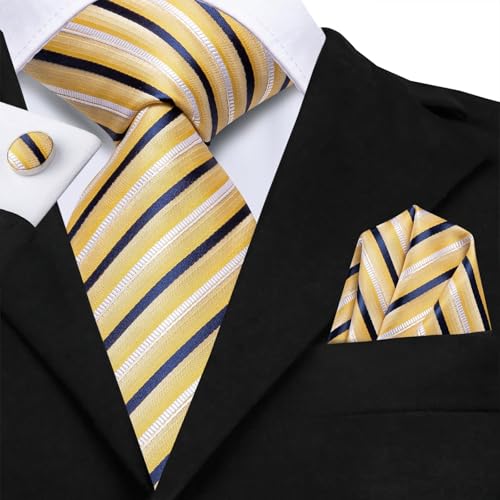 Image of Hi-Tie Men 63inches Tie Set Extra Long Necktie Paisley Tie Pocket Suqare Cufflinks Big and Tall Men Tie
