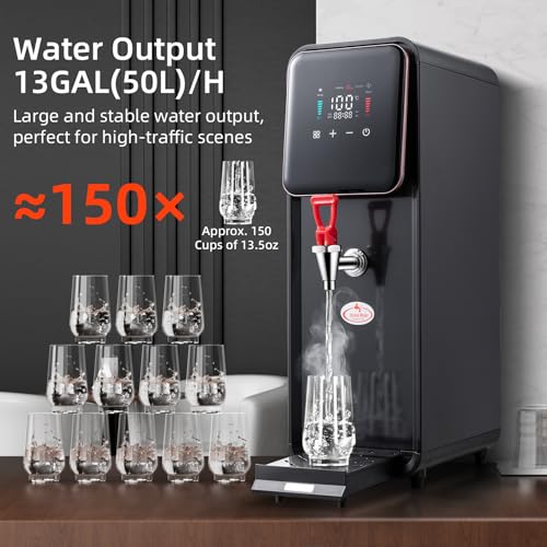 Image of Hot Water Dispenser, 1600W Commercial Hot Water Boiler, 50L(13Gal) /H Large Hot Beverage Dispenser with 304 Stainless Steel Inner, HD LED Screen for Hotels, Restaurants, Bars 12L