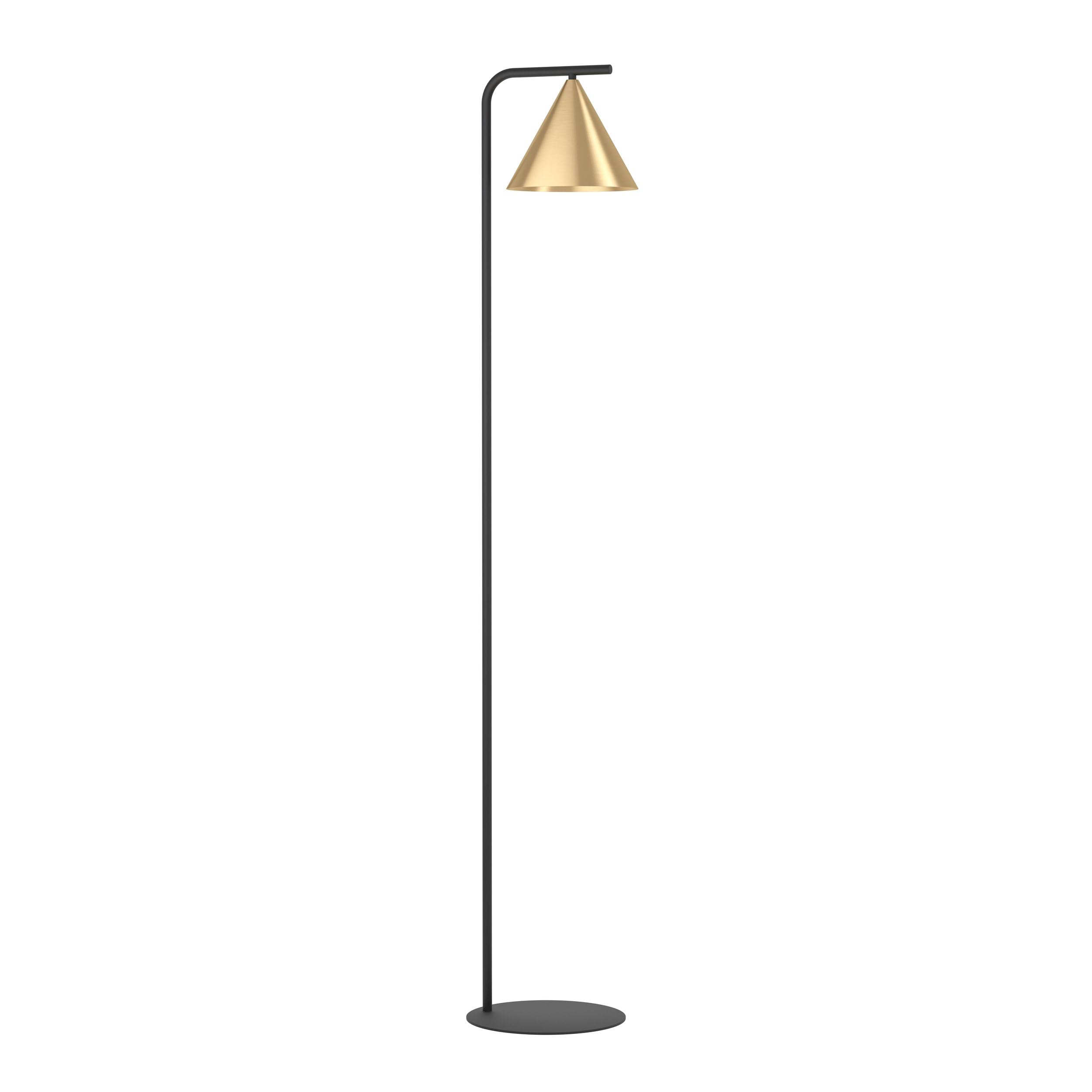 EGLO lampa podłogowa Narices, 1-punktowa lampka minimalistyczna, oświetlenie z metalu w kolorze mosiądzu szczotkowanego, złotym, czarnym, do salonu z przełącznikiem schodkowym, E27