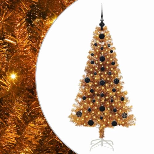 vidaXL Albero di Natale con 150 LED con Supporto Oro 120 cm Pet,...