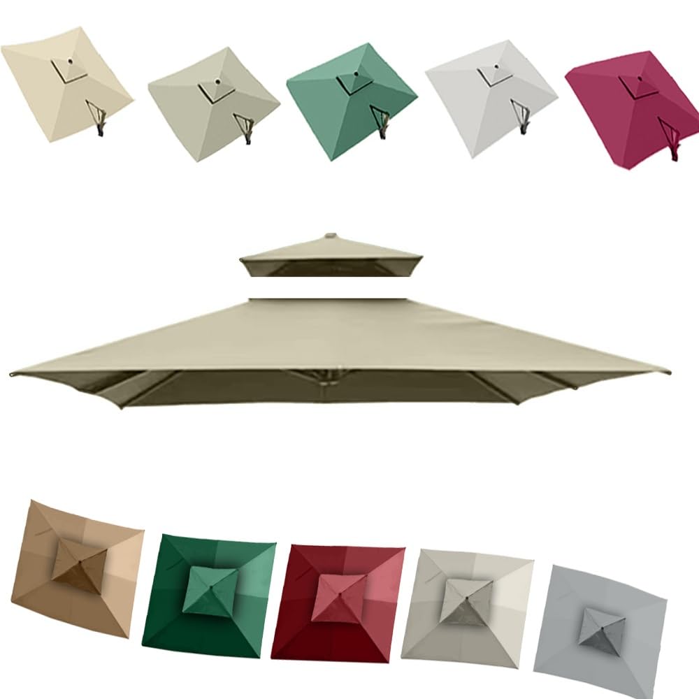 10stop kwadratowy parasol wspornikowy, wymienny, górny baldachim parasola ogrodowego, anty-UV, parasol tarasowy, basenowy, wymienny, materiałowy pokrowiec przeciwsłoneczny(Taupe 3m/10ft Double top)
