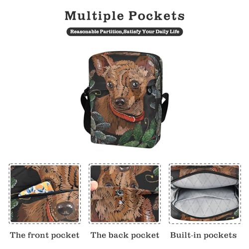 VIGTRO Small Messenger Bag Purse, Vintage Chihuahua Dog Mini Crossbody Bag with Adjustable Strap for Women Men, Small Shoulder Bag for Travel Outdoor Sports3