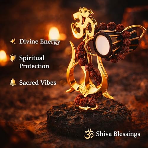Figura Decorativa Shiv Trishul con Damru y Rudraksha 4.3 pulg miniatura 2