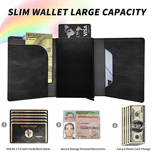 Floral Pig Minimalist Wallet for Men, Womens Pop Up Automatic Wallet Slim Leather Wallet with Money Clip RFID Blocking Credit Card holder Business Gift Money Wallet3