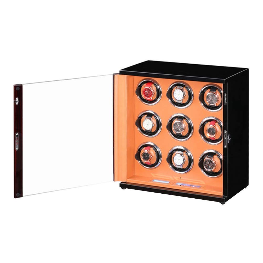 Caricatore Automatico per Orologi in Legno massello con Finitura Effetto Pianoforte, Display Touch Screen, Motore Silenzioso per Orologi da Uomo, Cuscino Flessibile per o，4+0