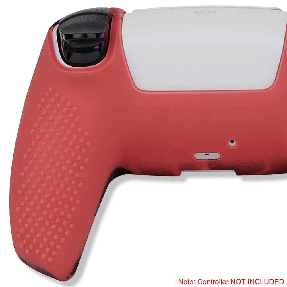 OcioDual Funda de Silicona Compatible con Mando PS5 Camuflaje Rojo Carcasa Anti Caídas Golpes Goma Flexible Cubierta Estuche