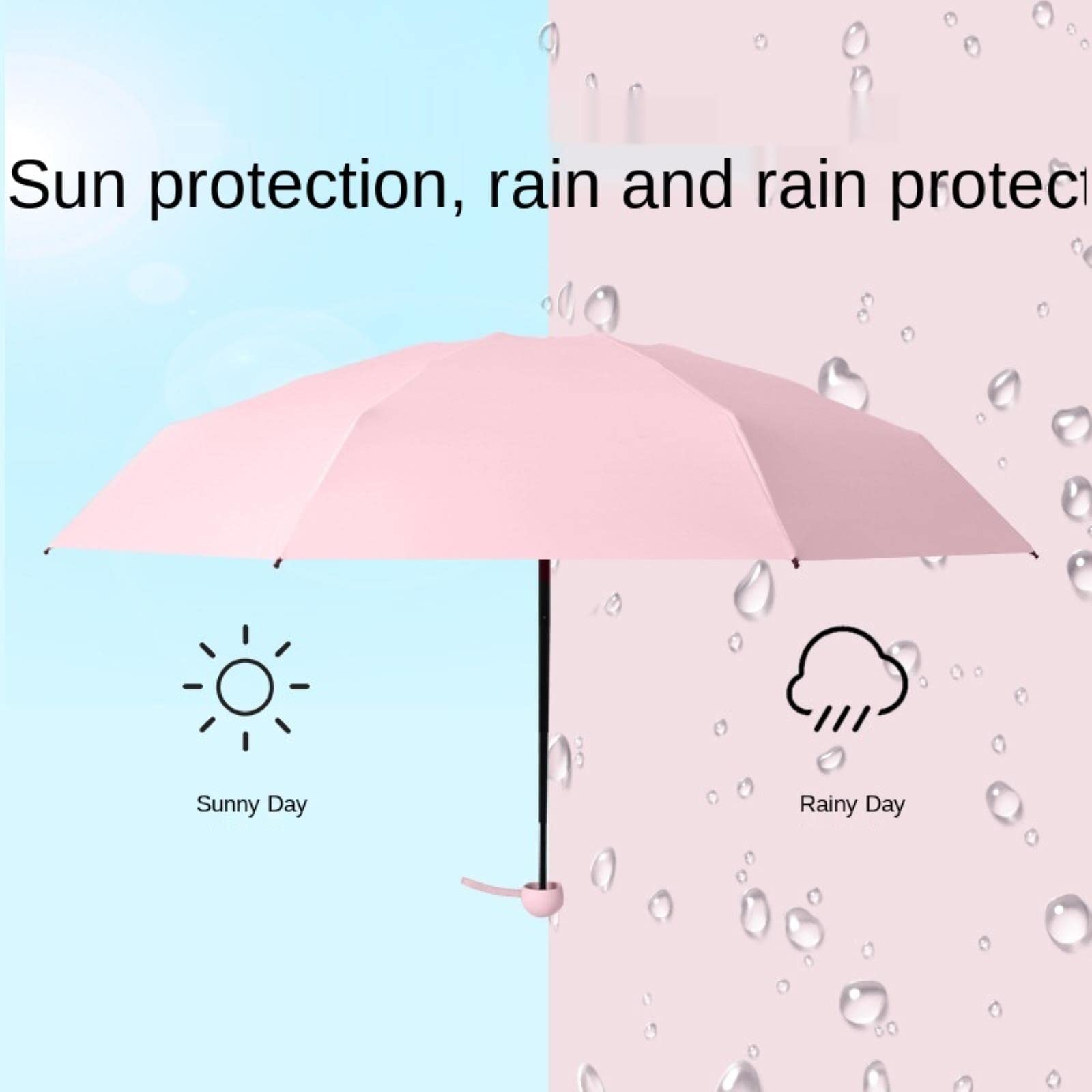 Paraguas Mini Mubrella, pequeño, de Vinilo, de Bolsillo, con protección Solar y Ultravioleta, Color Rosa Intenso