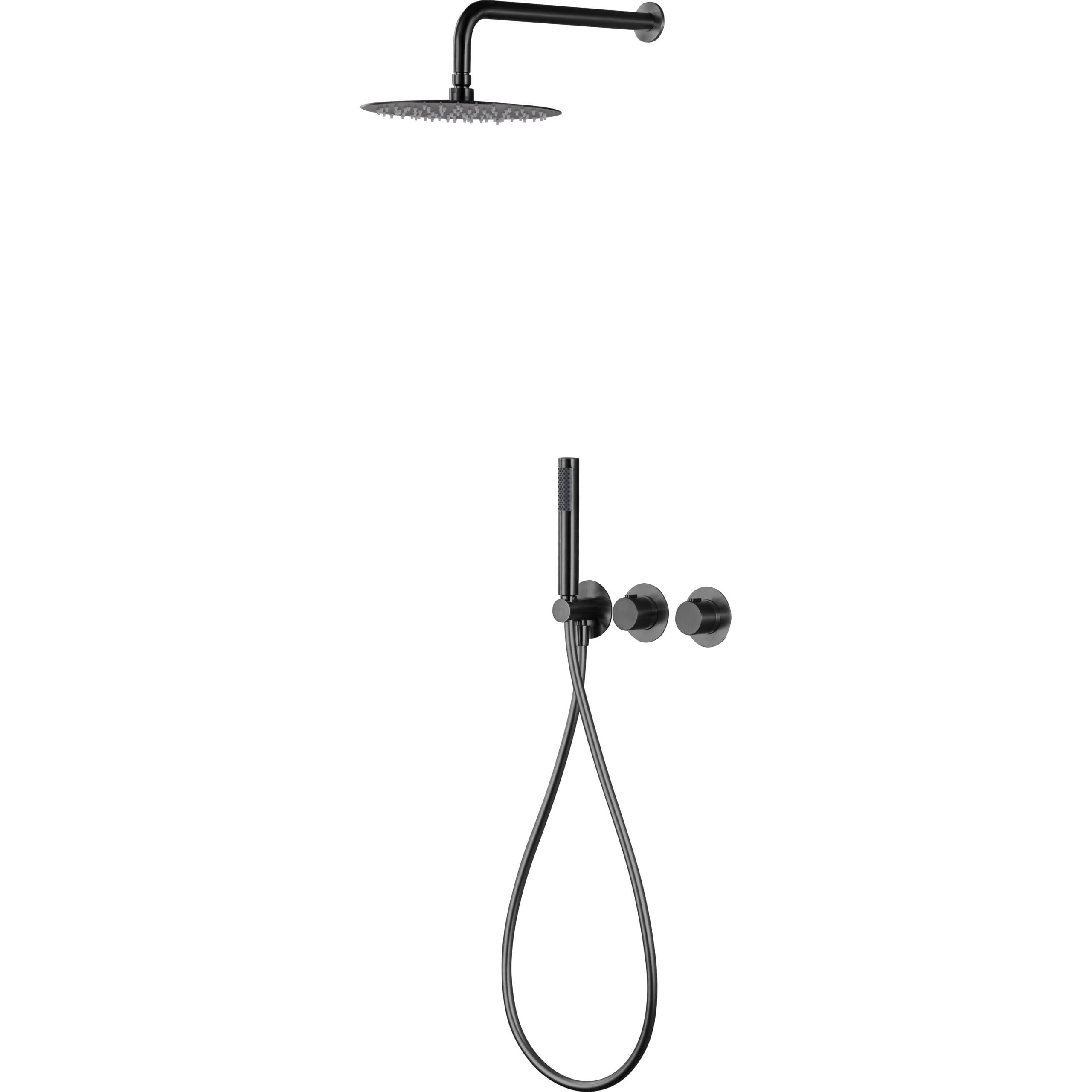IMEX GTA052/BGM Assen Grifo Termostático Ducha Empotrado 2 Vías Black Gun Metal