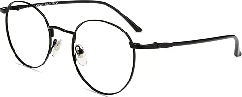 Firmoo - Anteojos con bloqueo de luz azul para lectura de computadora, marco redondo retro metálico para mujeres y hombres