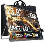 UPERFECT QLED 24” Portable Monitor 120Hz 125% sRGB 400Nits w/Kickstand & VESA, FreeSync HDR Large Gaming Screen with HDMI USB C for Work & Gaming, 3 Narrow Edge External Matte Display for PC Laptop