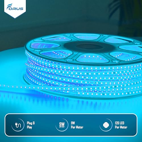 Image of Forus LED Rope Light 45 Meter 6 Month Warranty, Outdoor Waterproof Decorative Cove Light for Ceiling, Balcony, Home Decor, Interior Decoration, Flexible Profile Light for Diwali, Christmas-Ice Blue