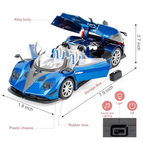 Modelo de coche a escala 1:24 Pagani Zonda HP Barchetta azul miniatura 2