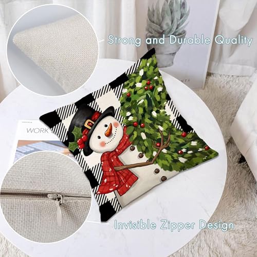 Christmas-Pillow-Covers-18×18-Inch-Set-of-4-Red-Xmas-Tree-Christmas-Snowman-Winter-Farmhouse-Holiday-Merry-Bright-Cushion-Case-for-Home-Couch-Decoration Christmas Pillow Covers 18×18 Inch Set of 4 Red Xmas Tree Christmas Snowman Winter Farmhouse Holiday Merry Bright Cushion Case for Home Couch Decoration