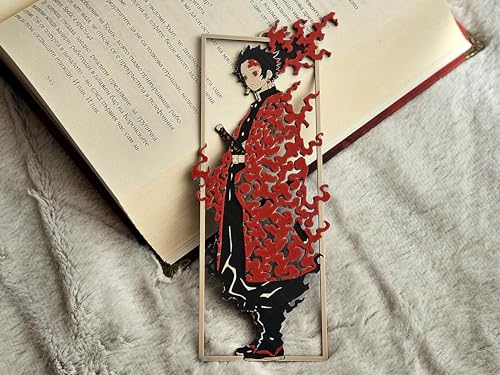 Image of 3D Flame Layered Anime Bookmark | Black and Red Japanese-Inspired Design, 15 x 5 cm | Collectible Fantasy Accessory