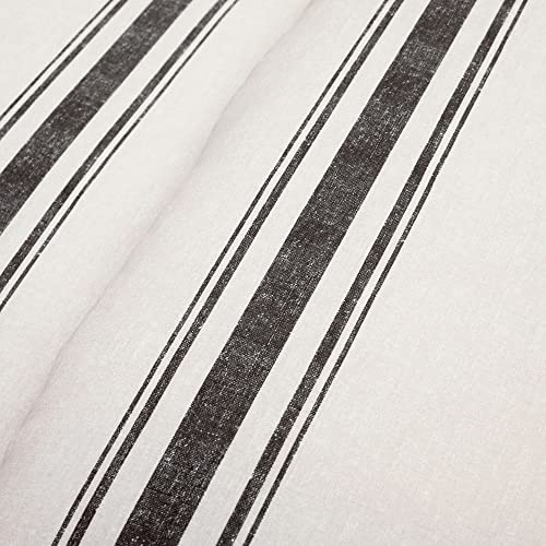 Image of Lush Decor Farmhouse Stripe Reversible Cotton Duvet Cover Twin XL Size 2 Piece Set Black - Twin XL Bedding Set - Striped Duvet Cover - Dorm Essentials