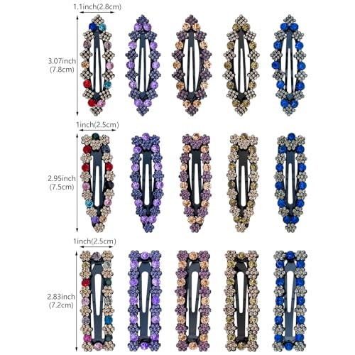 15 piezas de pinzas para cabello con cristales de imitación, brillantes y decorativas, ideales para boda y accesorios de moda para mujeres y niñas miniatura 2