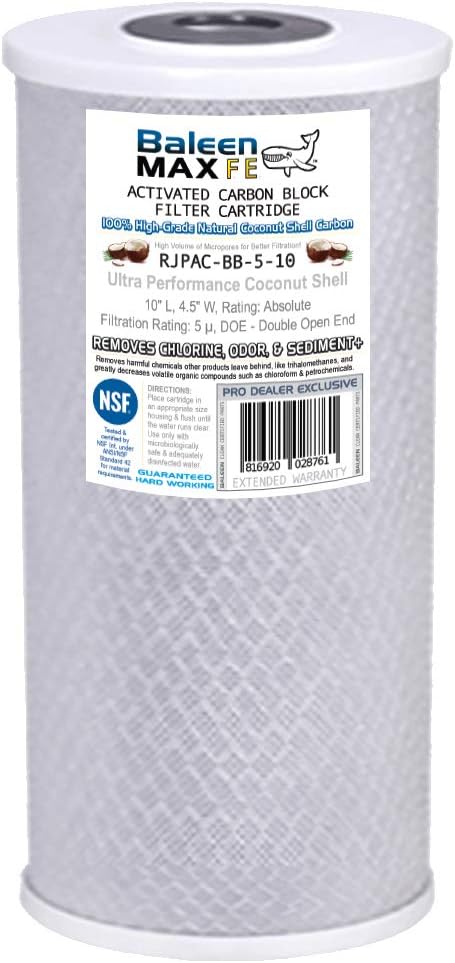 20 Pack Baleen Pool Filters 10" x 4.5" 5 Micron Coconut Shell Performance Carbon Filter Cartridge Replaces Hydronix CB-45-1005, Watts WCBCFF975, Pentek EP5-10BB