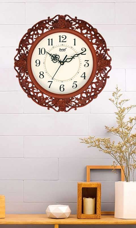 Image of Classic Designer Brown Clour Wall Clock with Size 37cm x 37cm