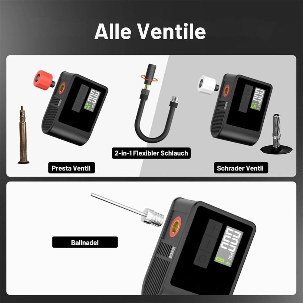 Mini Pompe à Vélo Électrique, Arrêt Automatique de 120 Psi, Charge D'Éclairage LED de Manomètre Intégré pour les Vélos de Route