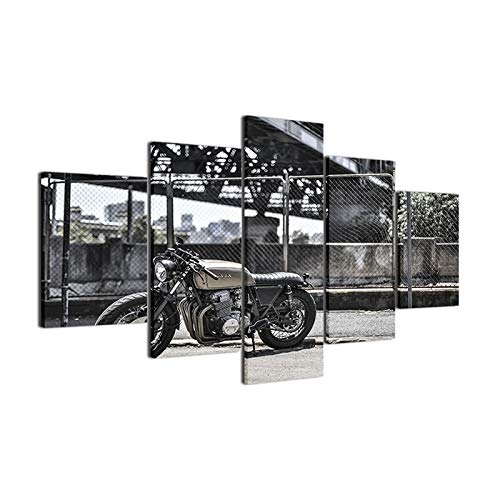 Tableau triptyque mural modulaire de 5 pièces avec peintures de moto